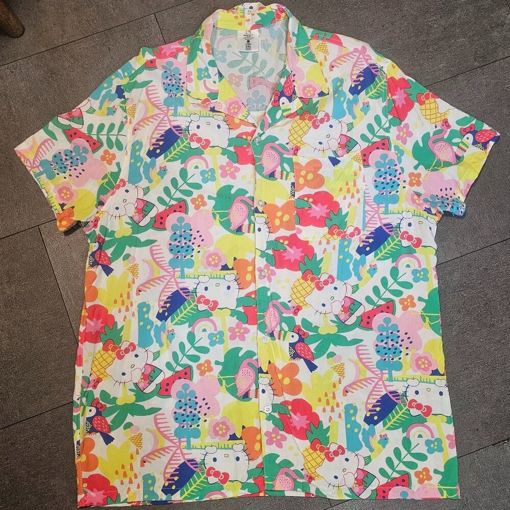 Multi Colored Hello Kitty Hawaiian Theme Button U… - image 1